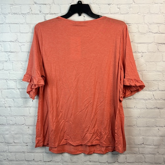 BloomChic Orange Heather Ruffle Sleeve V Neck Top Plus Size 1X - Picture 5 of 5